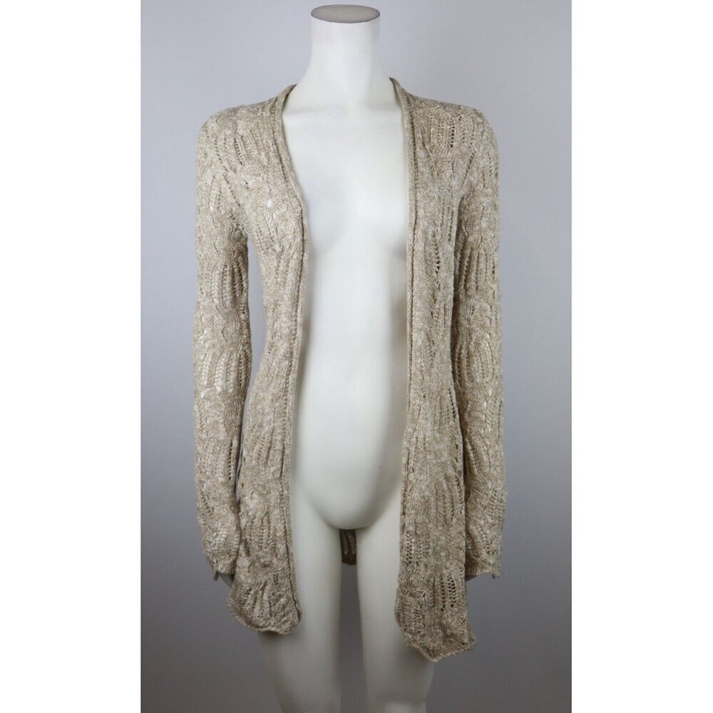 BOB TIMBERLAKE - WOMEN'S BEIGE OPEN SWING CARDIGAN SWEATER - SIZE XS